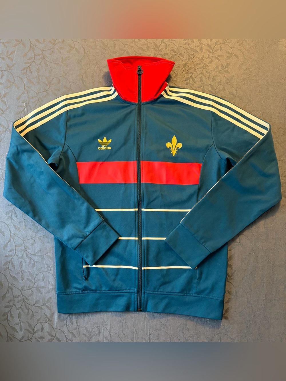France National Team Jacket Men's M Blue Track Warm Up Soccer Trefoil Adidas